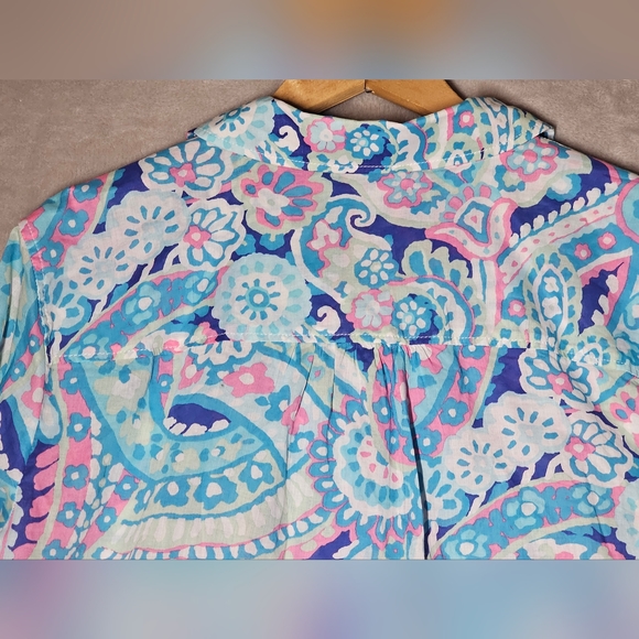 Talbots Lilly Pulitzer Style Long Sleeve Button Up Shirt 1X Lightweight cotton. - Picture 10 of 13